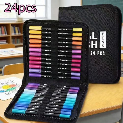 Coffret de 24 Feutres Aquarelle Double Pointe – Fine et Brush