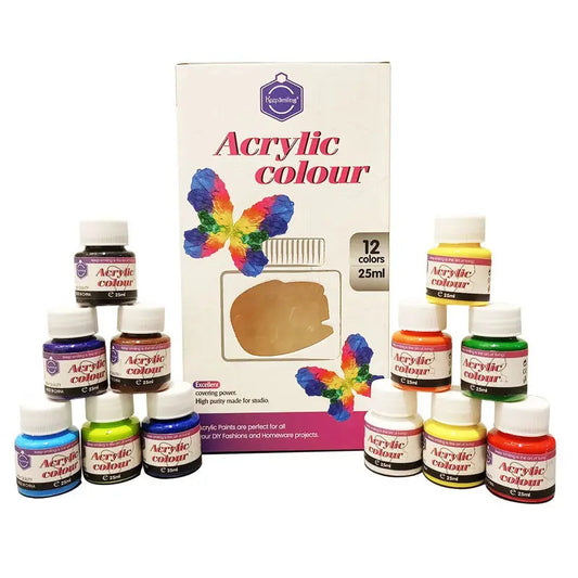 Set de 12 couleurs de peinture acrylique Keep Smiling – 25 ml