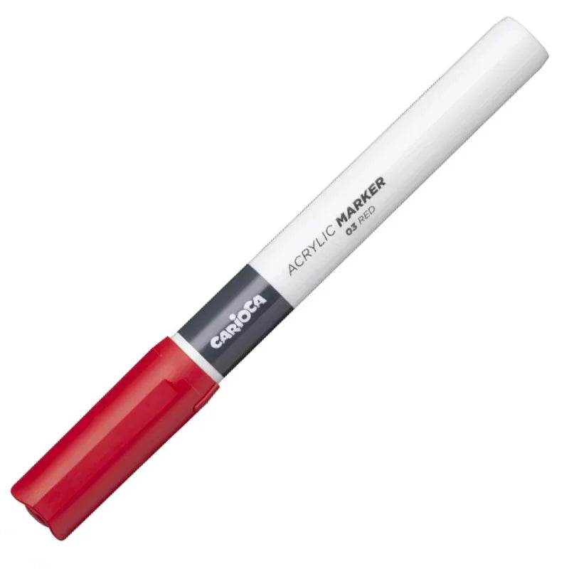 Marqueur Acrylique Pointe Fine 2mm Rouge CARIOCA Tunisie - قلم أكريليك أحمر 2 ملم | Peinture Multi-Supports Permanent - PIGMA