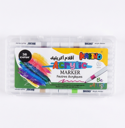 Marqueurs Acryliques Kalino 36 Couleurs – Pointe moyenne Multi-Supports