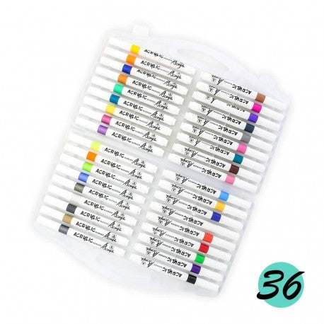 Marqueurs Acryliques Kalino 36 Couleurs – Pointe moyenne Multi-Supports