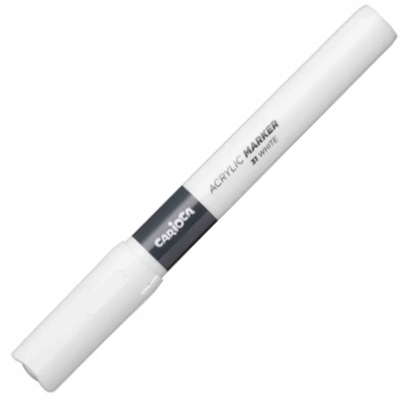 Marqueur Acrylique Pointe Fine 2mm Blanc CARIOCA Tunisie - قلم أكريليك أبيض 2 ملم | Peinture Multi-Supports Permanent - PIGMA