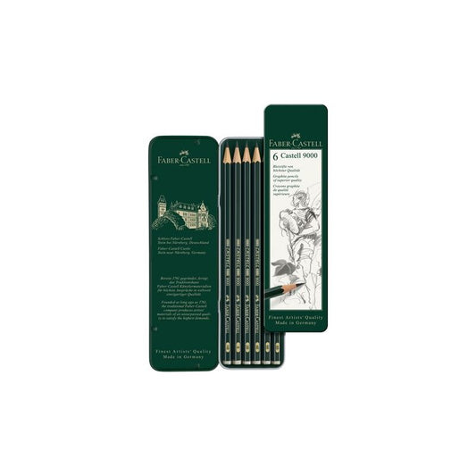 Boite de 6 Crayons Graphite Castell 9000 Faber Castell