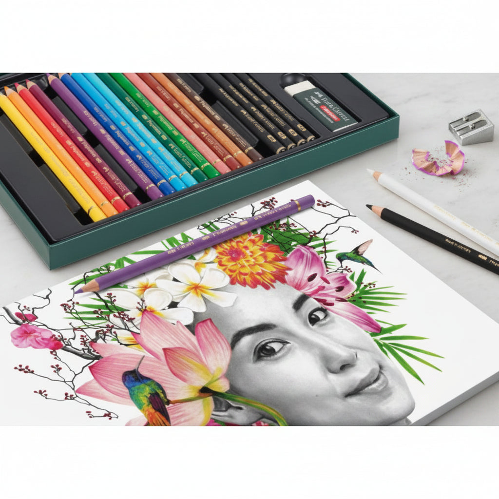Set 17 crayons Polychromos + 4 graphites + accessoires - Faber-Castell