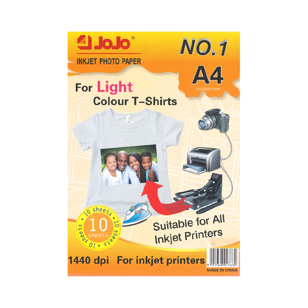 Papier Transfert pour T-shirts Blancs A4 – 10 Feuilles Jet d’Encre