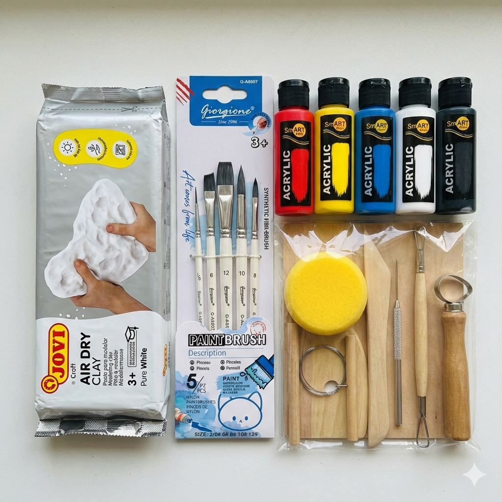 Pack Air-Dry Clay Complet - Kit Modelage avec Outils et Peinture - PIGMA