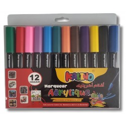 Boite de 12 Marqueurs Acrylique Couleurs Vives - Kalino - PIGMA