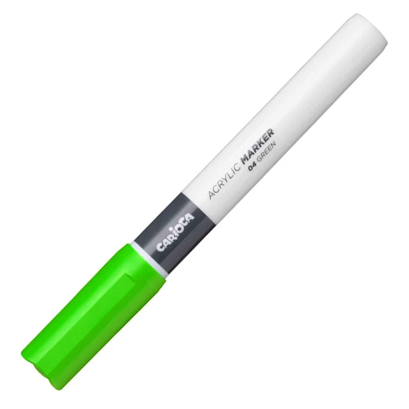 Marqueur Acrylique Pointe Fine 2mm Vert Fluo CARIOCA Tunisie - قلم أكريليك أخضر فلوري 2 ملم | Peinture Multi-Supports Permanent - PIGMA