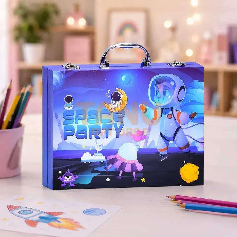 Mallette de Dessin et Peinture Enfants Astronaute Space Party – 128 Pièces