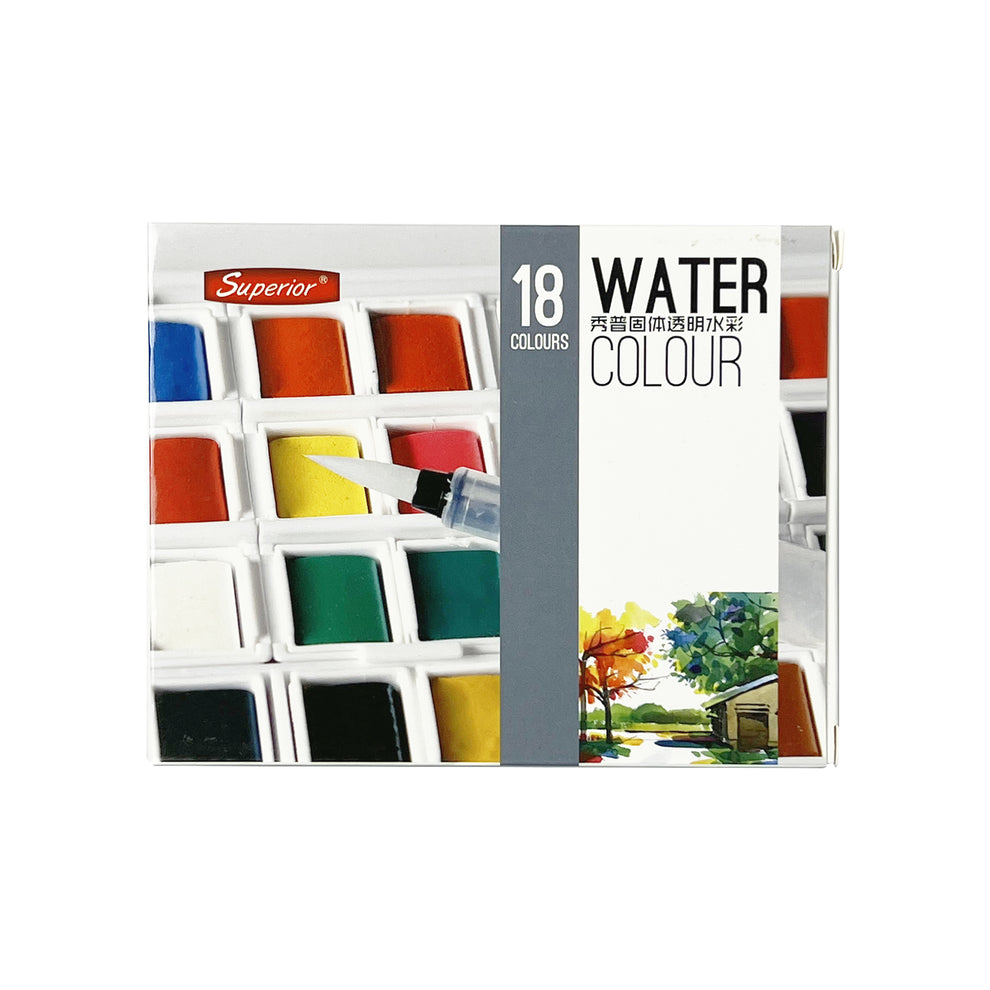Aquarelle Superior 18 Couleurs Assorties – Pinceau à Réservoir Inclus