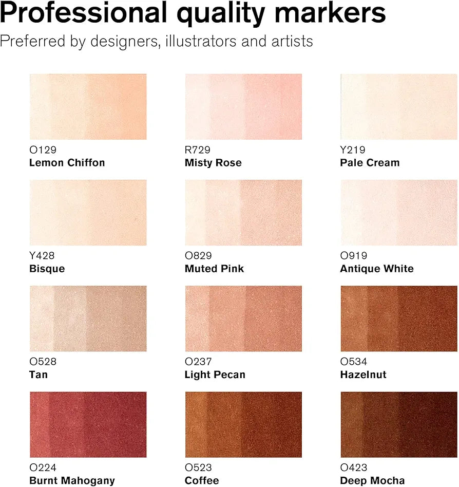 Winsor & Newton Marqueurs graphiques Winsor SET X12+1 SKINTONES