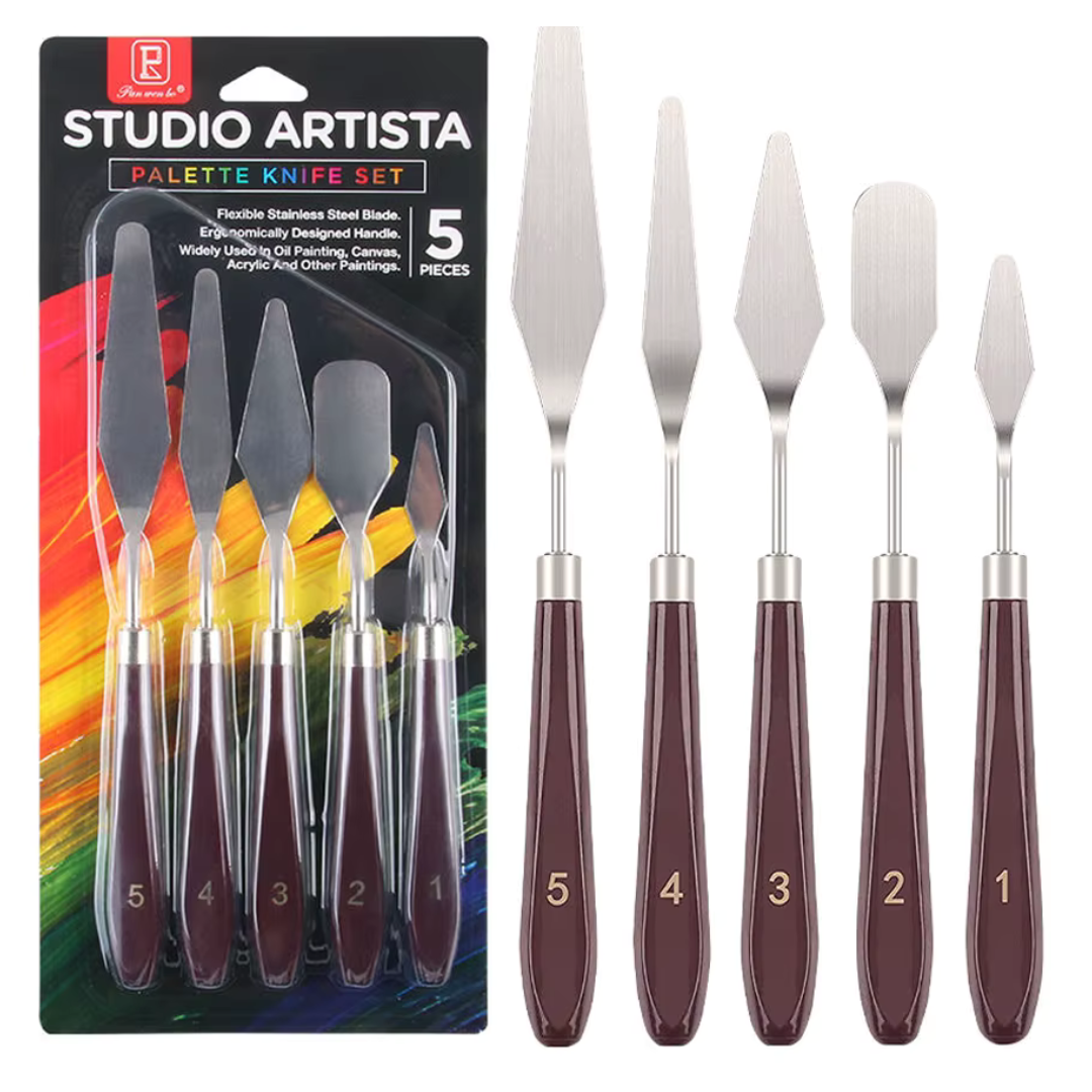 Set de 5 Couteaux à Palette - Spatules Peinture Professionnelles - PIGMA