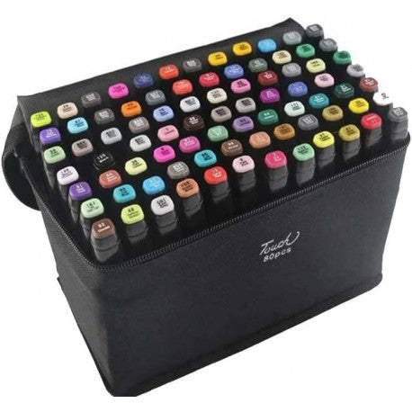 Trousse de 80 Feutres Marqueurs Double Pointe Touch Tunisie - Marqueurs Base d'Eau Professionnel - PIGMA