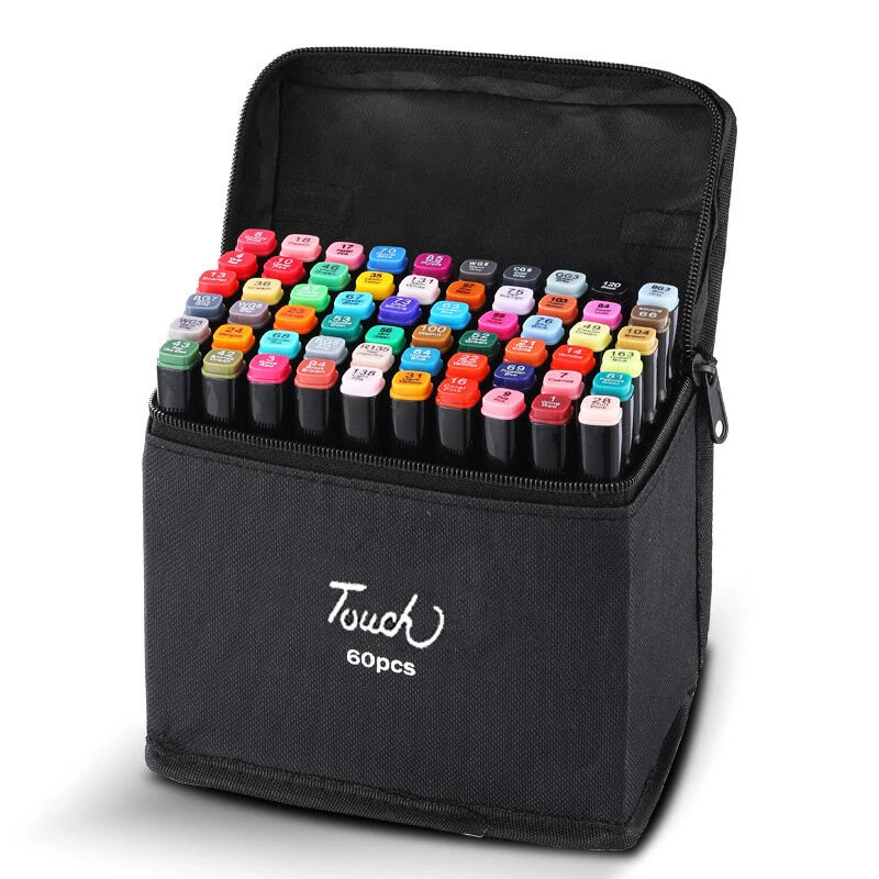 Trousse de 60 Feutres Marqueurs Double Pointe Touch Tunisie - Marqueurs Base d'Eau Professionnel - PIGMA