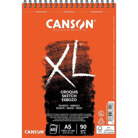 Canson XL Croquis 90G/M² 60 Feuilles Format A5 - CANSON
