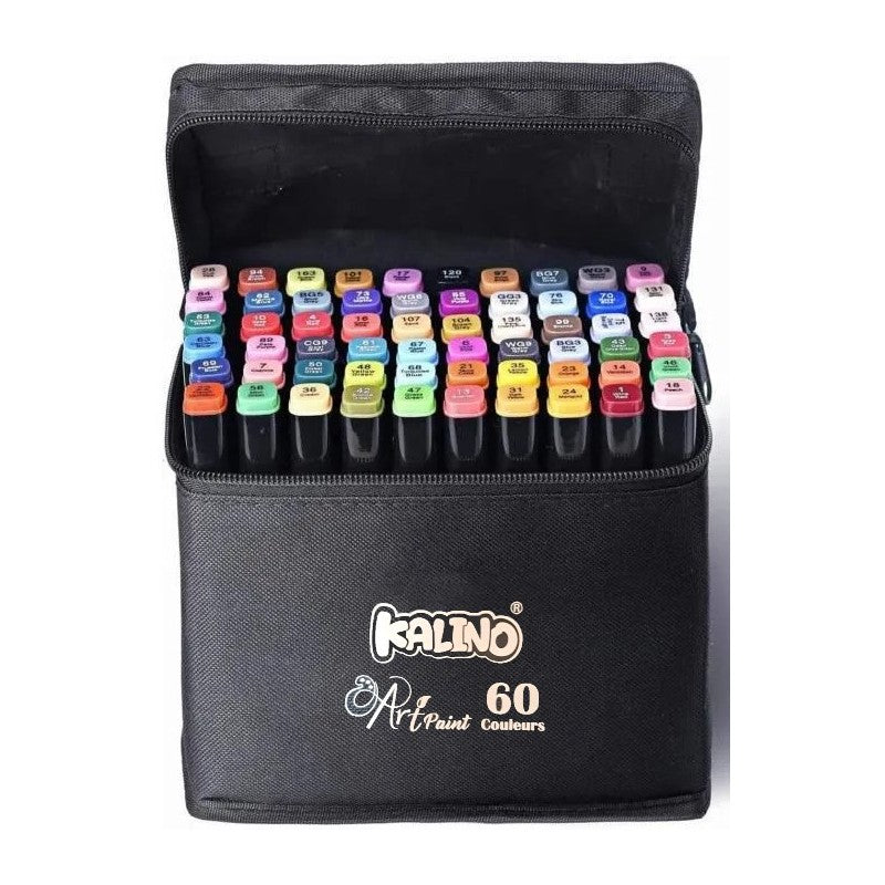 Trousse de 60 Feutres Marqueurs Double pointe - Kalino - PIGMA