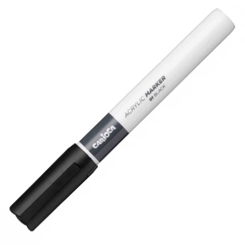Marqueur Acrylique Pointe Fine 2mm Noir CARIOCA Tunisie - قلم أكريليك أسود 2 ملم | Peinture Multi-Supports Permanent - PIGMA
