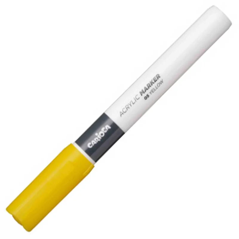 Marqueur Acrylique Pointe Fine 2mm Jaune CARIOCA Tunisie - قلم أكريليك أصفر 2 ملم | Peinture Multi-Supports Permanent - PIGMA