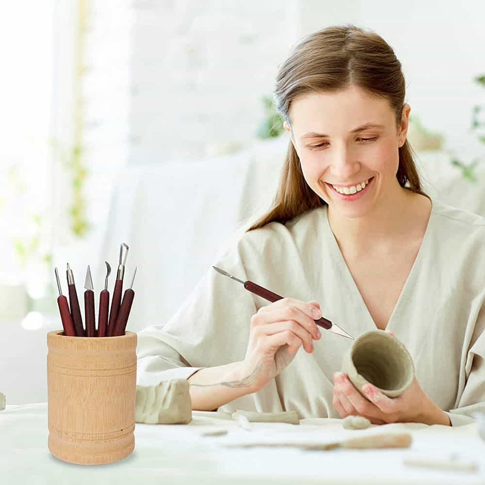 Outils de Poterie 6 Pièces Manche Bois - Sculpture Argile Céramique Tunisie