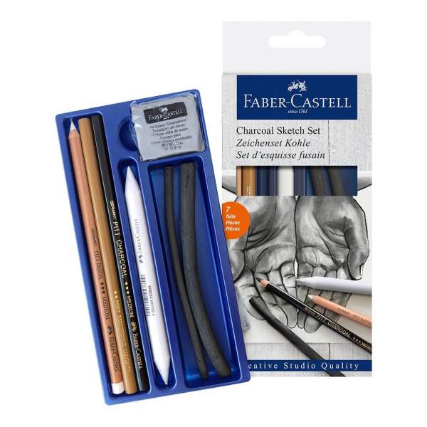 Faber-Castell Kit fusain Sketch Goldfaber, 7 pièces