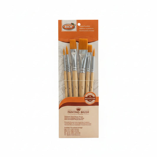 Set de 6 Pinceaux Rond et Plat - Rich - PIGMA