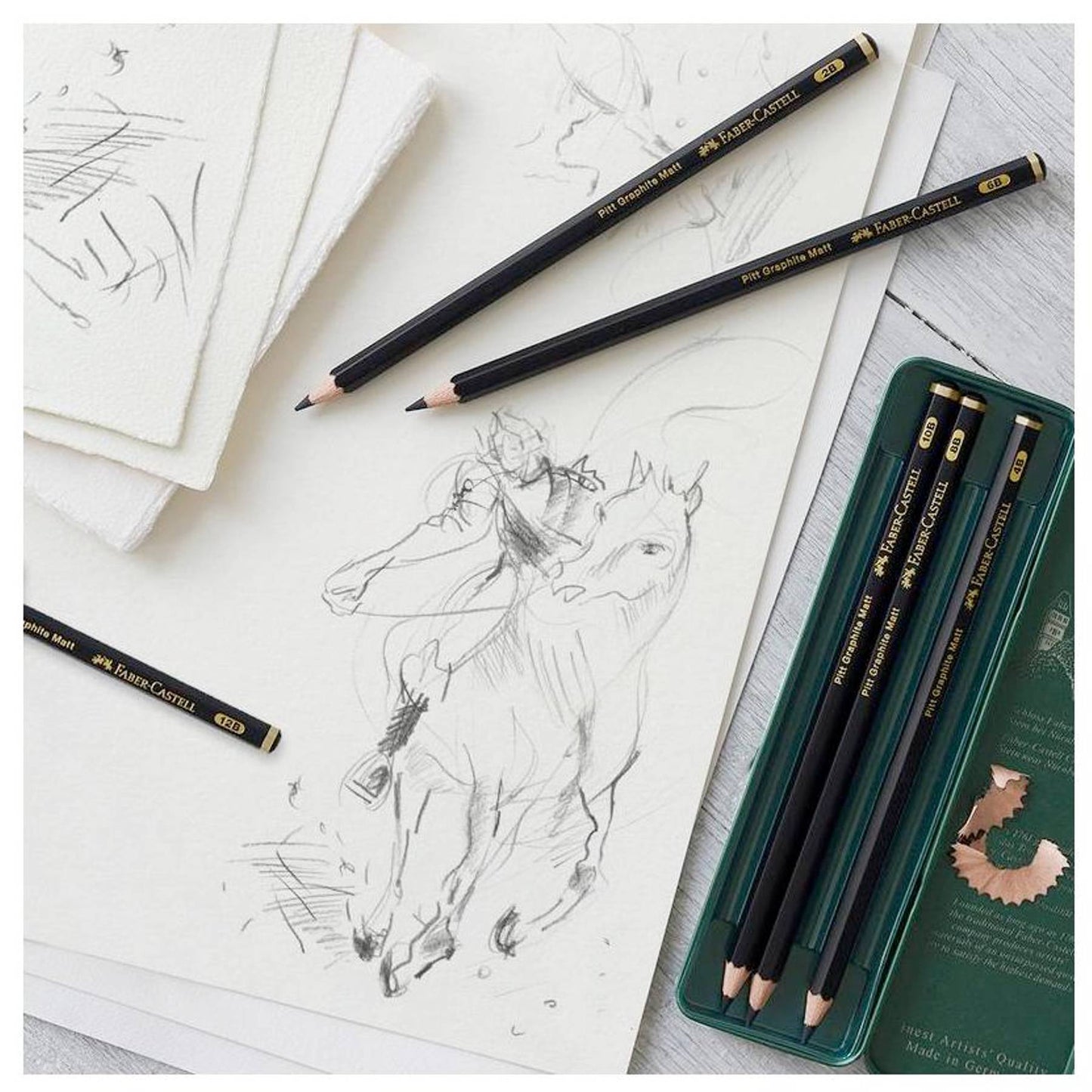 Faber Castell Pitt Graphite Matt Étui Métal 6 Crayons Tunisie - FC115207 Beaux-Arts